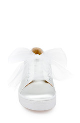 White | Gem Dressy Satin Sneakers Front