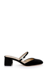 Black Velvet | Valarie Block Heel Mary Jane Mules Side