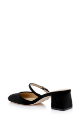 Black Velvet | Valarie Block Heel Mary Jane Mules Back Side
