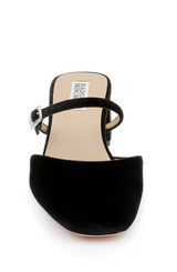 Black Velvet | Valarie Block Heel Mary Jane Mules Front