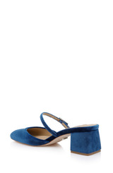 Blue Velvet | Valarie Block Heel Mary Jane Mules Back Side