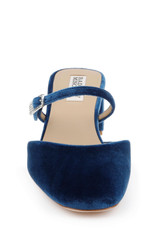 Blue Velvet | Valarie Block Heel Mary Jane Mules Front