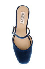 Blue Velvet | Valarie Block Heel Mary Jane Mules Top