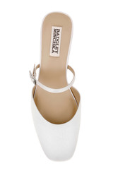 White Crepe | Valarie Block Heel Mary Jane Mules Top