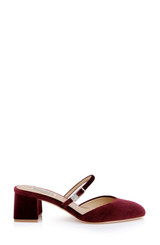 Wine Velvet | Valarie Block Heel Mary Jane Mules Side