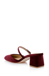 Wine Velvet | Valarie Block Heel Mary Jane Mules Back Side