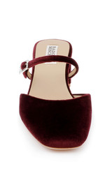 Wine Velvet | Valarie Block Heel Mary Jane Mules Front