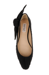 Black Fabric | Vayln Ruched Ballet Flats with Oversized Bow Top