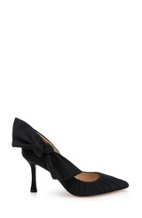 Black Fabric | Vanesa Ruched Pointed Toe Pumps with Bow Front