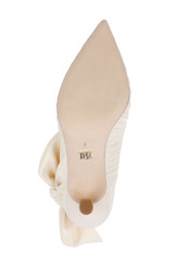 Ivory Fabric | Vanesa Ruched Pointed Toe Pumps with Bow Sole