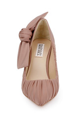 Nude Fabric | Vanesa Ruched Pointed Toe Pumps with Bow Front