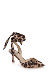 Natural Leopard | Vania Leopard Print Ankle Tie Pumps Front Side