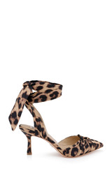 Natural Leopard | Vania Leopard Print Ankle Tie Pumps Side
