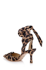 Natural Leopard | Vania Leopard Print Ankle Tie Pumps Back Side