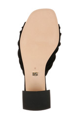 Black Suede | Vayla Ruched Block Heel Mule Sandal Sole