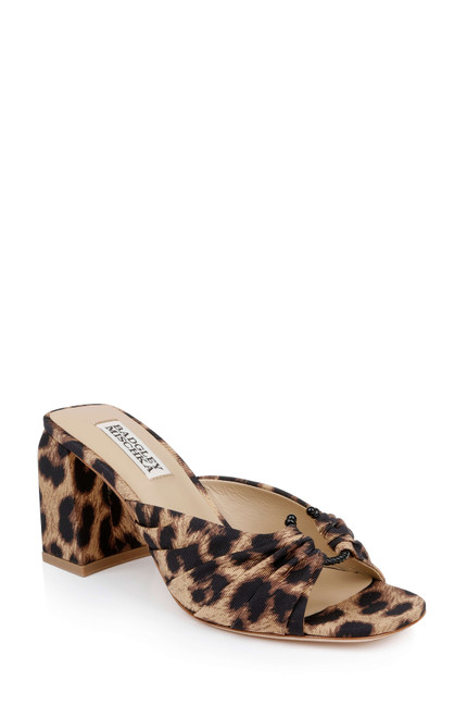 Natural Leopard | Vayla Ruched Block Heel Mule Sandal Front Side