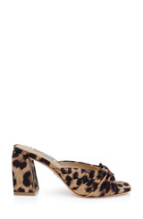 Natural Leopard | Vayla Ruched Block Heel Mule Sandal Side