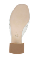 White Leather | Vayla Ruched Block Heel Mule Sandal Sole