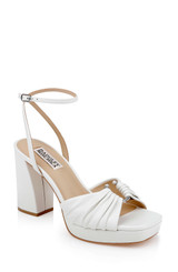 White Leather | Veda Platform Block Heel Sandal with Ankle Strap Front Side
