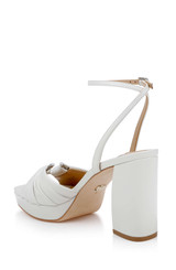White Leather | Veda Platform Block Heel Sandal with Ankle Strap Back Side