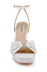 White Leather | Veda Platform Block Heel Sandal with Ankle Strap Front