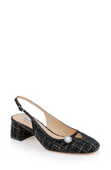Black Multi | Veera Tweed Slingback Pumps with Pearl Detail Front Side