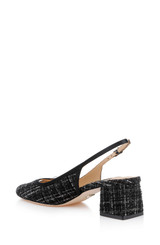 Black Multi | Veera Tweed Slingback Pumps with Pearl Detail Back Side