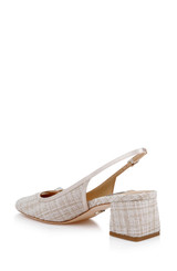 Cream Multi | Veera Tweed Slingback Pumps with Pearl Detail Back Side