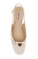 Cream Multi | Veera Tweed Slingback Pumps with Pearl Detail Top