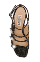 Black Multi | Vella Tweed Pearl Embellished Block Heel Sandals Top
