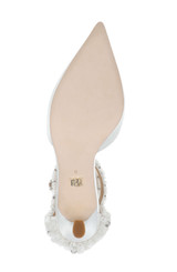 White | Venue Pointed Toe Pumps with Beaded Ankle Cross Straps Sole