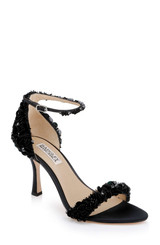 Black | Venus Sequin & Crystal Ankle Strap Heels Front Side
