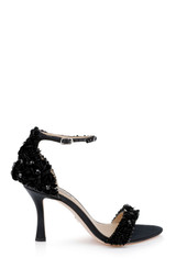 Black | Venus Sequin & Crystal Ankle Strap Heels Side