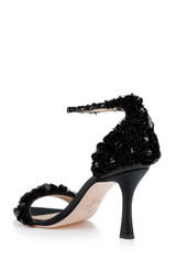 Black | Venus Sequin & Crystal Ankle Strap Heels Back Side