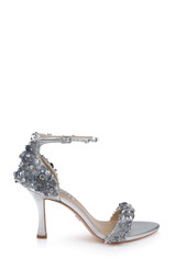 Silver Metallic | Venus Sequin & Crystal Ankle Strap Heels Side