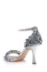 Silver Metallic | Venus Sequin & Crystal Ankle Strap Heels Back Side