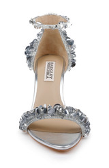 Silver Metallic | Venus Sequin & Crystal Ankle Strap Heels Front
