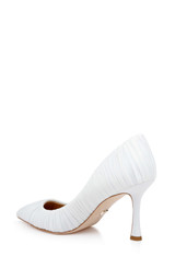 White Fabric | Veronika Ruched Pointed Toe Pumps Back Side