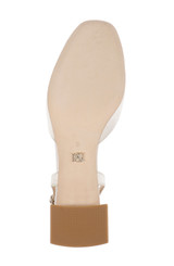 Ivory | Vivia Satin Block Heel Slingbacks with Crystal Buckle Sole