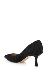 Black Fabric | Verity Ruched Kitten Heel Pumps Back Side