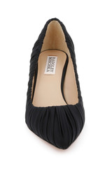 Black Fabric | Verity Ruched Kitten Heel Pumps Front