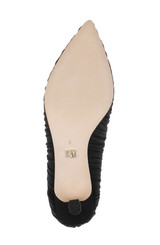 Black Fabric | Verity Ruched Kitten Heel Pumps Sole