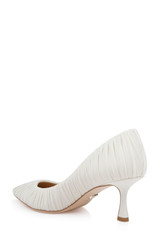 Ivory Fabric | Verity Ruched Kitten Heel Pumps Back Side