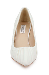 Ivory Fabric | Verity Ruched Kitten Heel Pumps Front