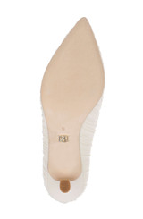 Ivory Fabric | Verity Ruched Kitten Heel Pumps Sole