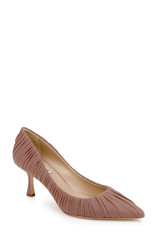 Nude Fabric | Verity Ruched Kitten Heel Pumps Front Side