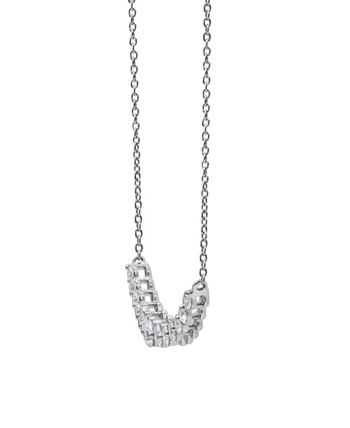 White Gold | Diamond Curved Bar Collar Necklace Side