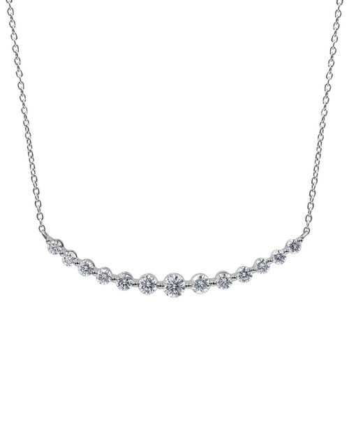 White Gold | Diamond Curved Bar Collar Necklace Front
