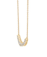 Yellow Gold | Diamond Curved Bar Collar Necklace Side