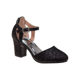 Black | Girls' Diamante Buckle Dress Heels